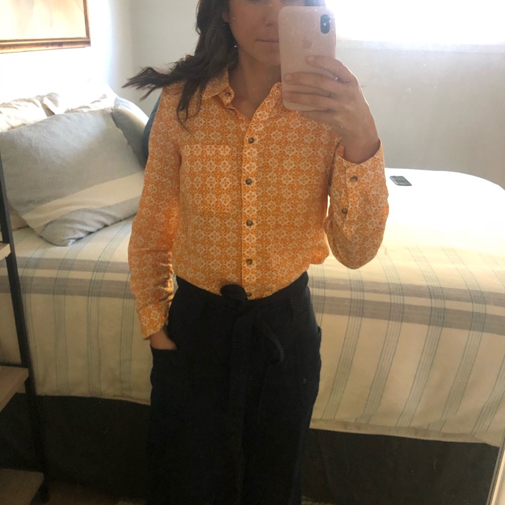 Orange patterned button up - Picture 2 of 6